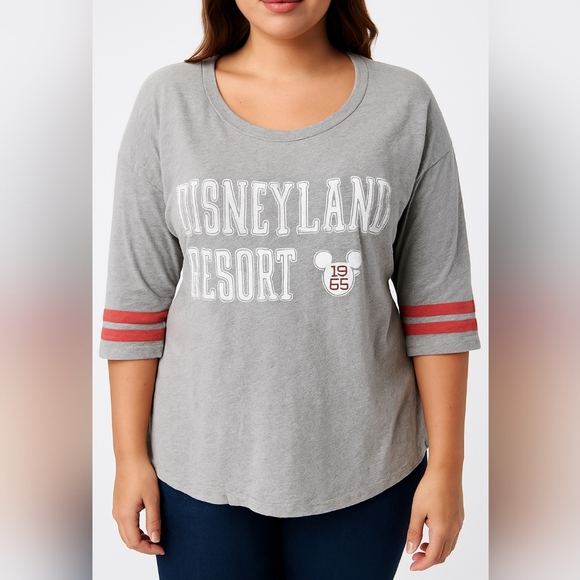 Disneyland Resort Women's Gray Distressed Cotton Baseball Tee L - Picture 1 of 14